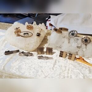 Vintage Men's Jewelry Lot Cufflinks Tie Clips Bar Tack Swank Anson